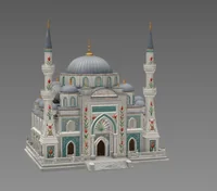 Blue Dome and Twin Minaret Architecture STL File for 3D Print - Preview image 3