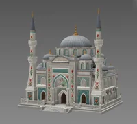 Blue Dome and Twin Minaret Architecture STL File for 3D Print - Preview image 4
