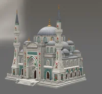 Blue Dome and Twin Minaret Architecture STL File for 3D Print - Preview image 6
