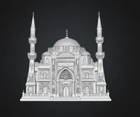 Blue Dome and Twin Minaret Architecture STL File for 3D Print - Preview image 10