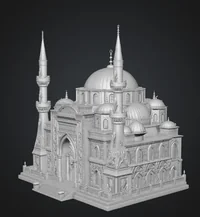 Blue Dome and Twin Minaret Architecture STL File for 3D Print - Preview image 11