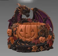 Halloween Dragon Pumpkin Bowl STL File for 3D Print - Preview image 2