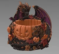 Halloween Dragon Pumpkin Bowl STL File for 3D Print - Preview image 3