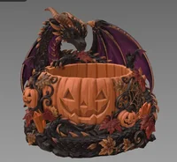 Halloween Dragon Pumpkin Bowl STL File for 3D Print - Preview image 4