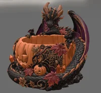 Halloween Dragon Pumpkin Bowl STL File for 3D Print - Preview image 5