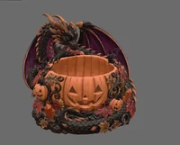 Halloween Dragon Pumpkin Bowl STL File for 3D Print - Preview image 7