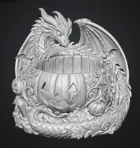 Halloween Dragon Pumpkin Bowl STL File for 3D Print - Preview image 8