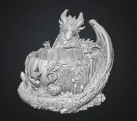 Halloween Dragon Pumpkin Bowl STL File for 3D Print - Preview image 9