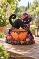 Halloween Witch Cat Pumpkin Bowl STL File for 3D Print