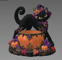 Halloween Witch Cat Pumpkin Bowl STL File for 3D Print - Preview image 3