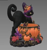 Halloween Witch Cat Pumpkin Bowl STL File for 3D Print - Preview image 7