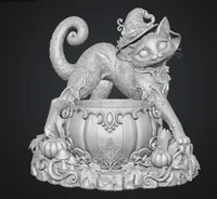 Halloween Witch Cat Pumpkin Bowl STL File for 3D Print - Preview image 8