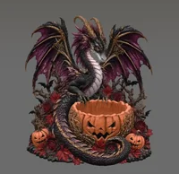 Gothic Halloween Dragon Pumpkin Bowl STL File for 3D Print - Preview image 3