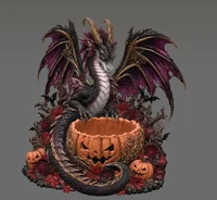 Gothic Halloween Dragon Pumpkin Bowl STL File for 3D Print - Preview image 4