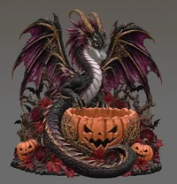 Gothic Halloween Dragon Pumpkin Bowl STL File for 3D Print - Preview image 8
