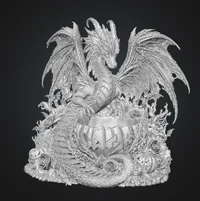 Gothic Halloween Dragon Pumpkin Bowl STL File for 3D Print - Preview image 9