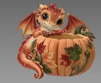 Autumn Baby Dragon Pumpkin Bowl STL File for 3D Print - Preview image 2