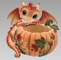 Autumn Baby Dragon Pumpkin Bowl STL File for 3D Print - Preview image 3