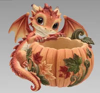 Autumn Baby Dragon Pumpkin Bowl STL File for 3D Print - Preview image 5