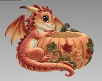 Autumn Baby Dragon Pumpkin Bowl STL File for 3D Print - Preview image 8