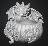 Autumn Baby Dragon Pumpkin Bowl STL File for 3D Print - Preview image 9