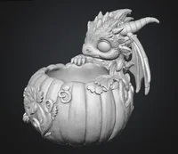 Autumn Baby Dragon Pumpkin Bowl STL File for 3D Print - Preview image 10