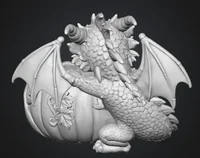 Autumn Baby Dragon Pumpkin Bowl STL File for 3D Print - Preview image 11