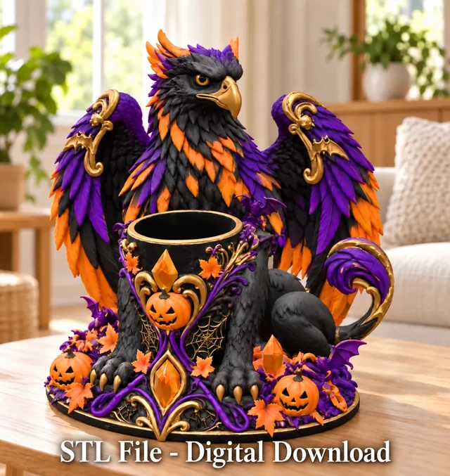 Halloween Griffin LED Light Holder STL File for 3D Print 3D model by Alexandras2000