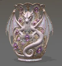 Orchid Dragon Fantasy Vase STL File for 3D Print - Preview image 2