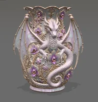 Orchid Dragon Fantasy Vase STL File for 3D Print - Preview image 3