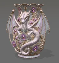 Orchid Dragon Fantasy Vase STL File for 3D Print - Preview image 4