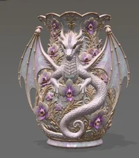 Orchid Dragon Fantasy Vase STL File for 3D Print - Preview image 5