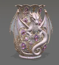 Orchid Dragon Fantasy Vase STL File for 3D Print - Preview image 9