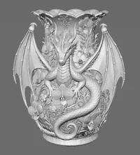Orchid Dragon Fantasy Vase STL File for 3D Print - Preview image 10