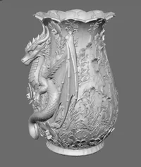 Orchid Dragon Fantasy Vase STL File for 3D Print - Preview image 11