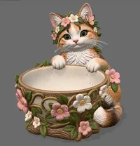 Flower Crown Cat Trinket Bowl STL File for 3D Print - Preview image 2