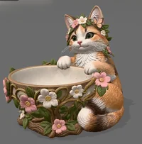 Flower Crown Cat Trinket Bowl STL File for 3D Print - Preview image 4