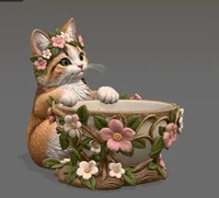 Flower Crown Cat Trinket Bowl STL File for 3D Print - Preview image 7