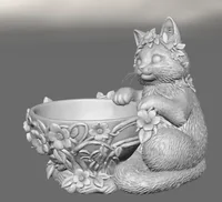 Flower Crown Cat Trinket Bowl STL File for 3D Print - Preview image 9