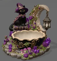 Witch Cat Crystal Bowl Organizer STL File for 3D Print - Preview image 2