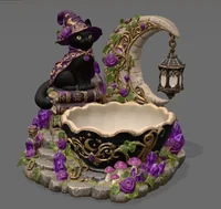 Witch Cat Crystal Bowl Organizer STL File for 3D Print - Preview image 3
