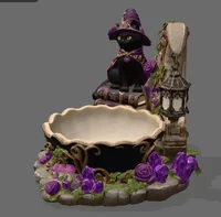 Witch Cat Crystal Bowl Organizer STL File for 3D Print - Preview image 4
