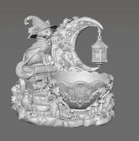 Witch Cat Crystal Bowl Organizer STL File for 3D Print - Preview image 10