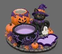 Halloween Witch Cat Organizer STL File for 3D Print - Preview image 3