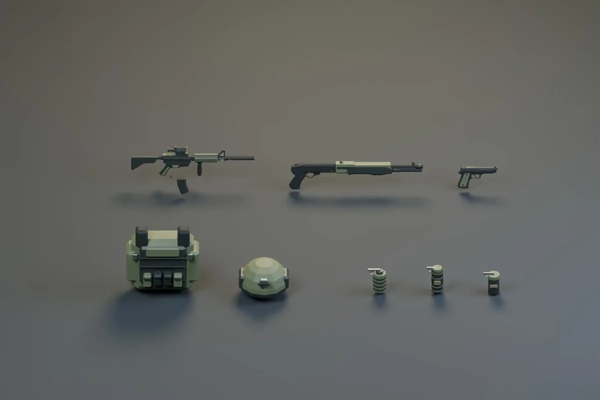 Guns & Galore Pack (low poly) - 3D model