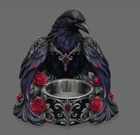 Gothic Raven Candle Holder STL File for 3D Print - Preview image 3