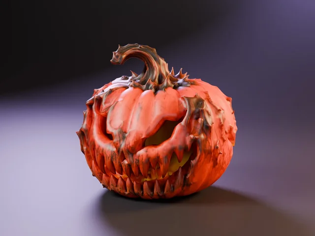 Evil Jack-o'-Lantern Pumpkin – Halloween 3D Model | Print STL/3MF + Game GLB/FBX LODs 3D model by Pumpkin Mimics