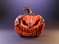 Evil Jack-o'-Lantern Pumpkin – Halloween 3D Model | Print STL/3MF + Game GLB/FBX LODs - Preview image 2