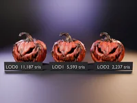 Evil Jack-o'-Lantern Pumpkin – Halloween 3D Model | Print STL/3MF + Game GLB/FBX LODs - Preview image 8