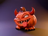 Pumpkin Mimic Devil – Devil Halloween Pumpkin Monster | STL 3MF OBJ FBX - Preview image 1